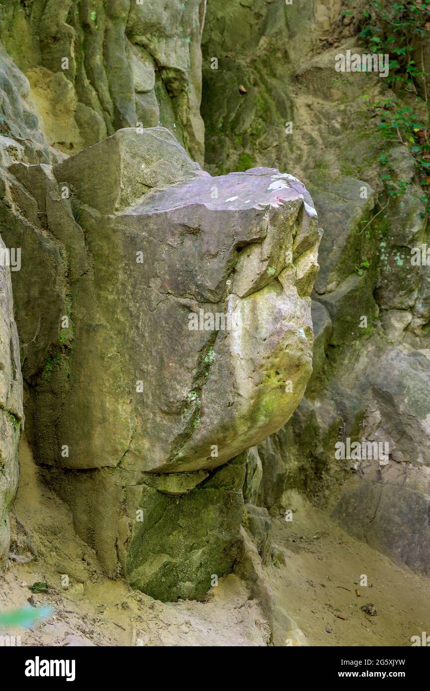 Rocks of sandstone in the so called Hagenbach gorge in the Danube valley near Saint Andrae-Woerdern, Austria Stock Photo
