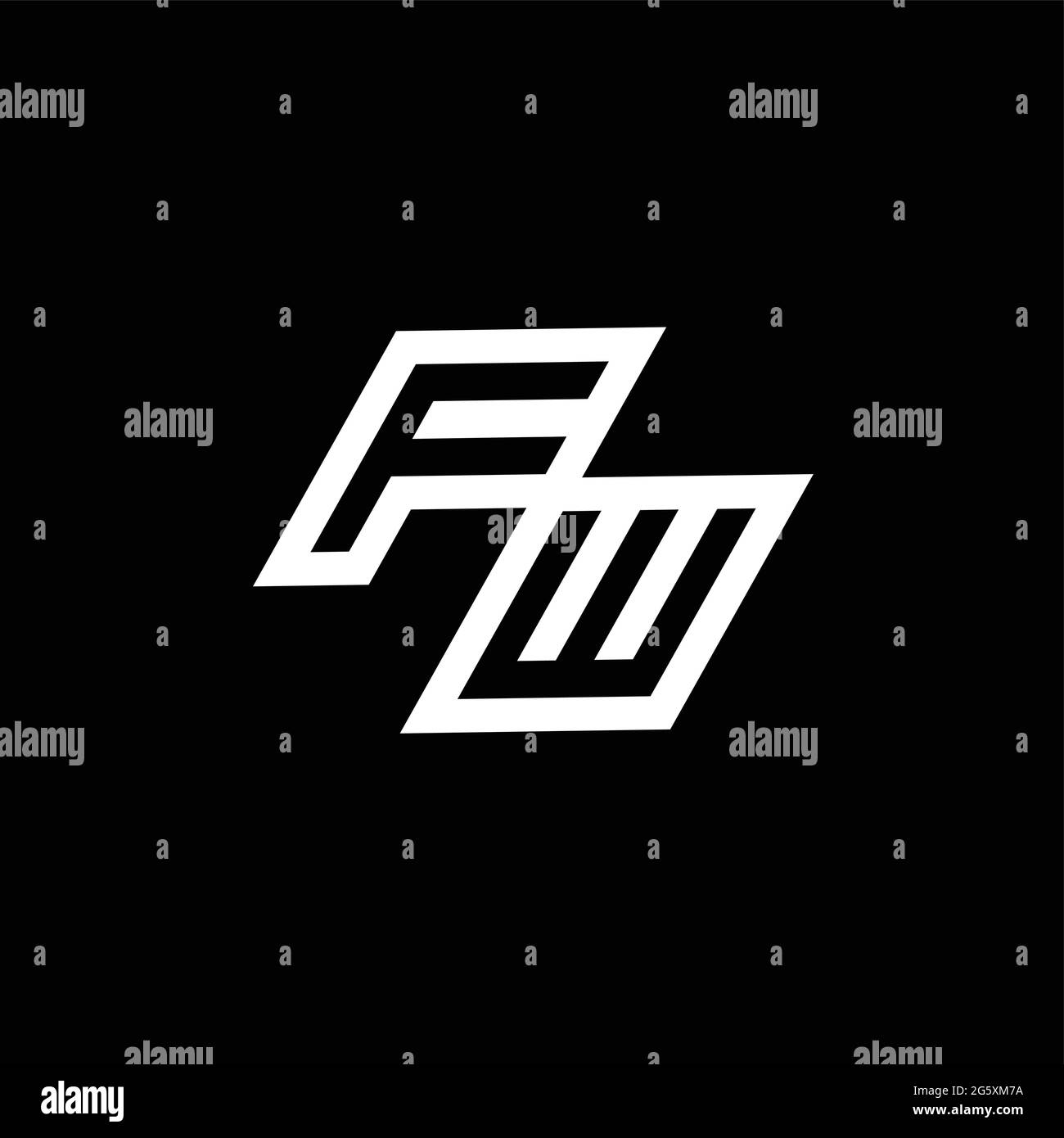 FW logo monogram with up to down style negative space design template isolated on black background Stock Vector