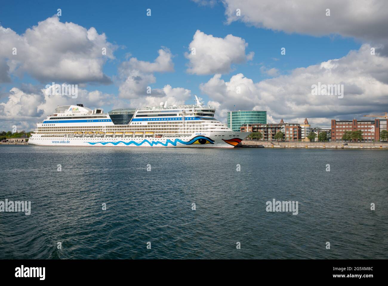 AIDAluna cruise ship at the port of Copenhagen in Denmark Stock Photo