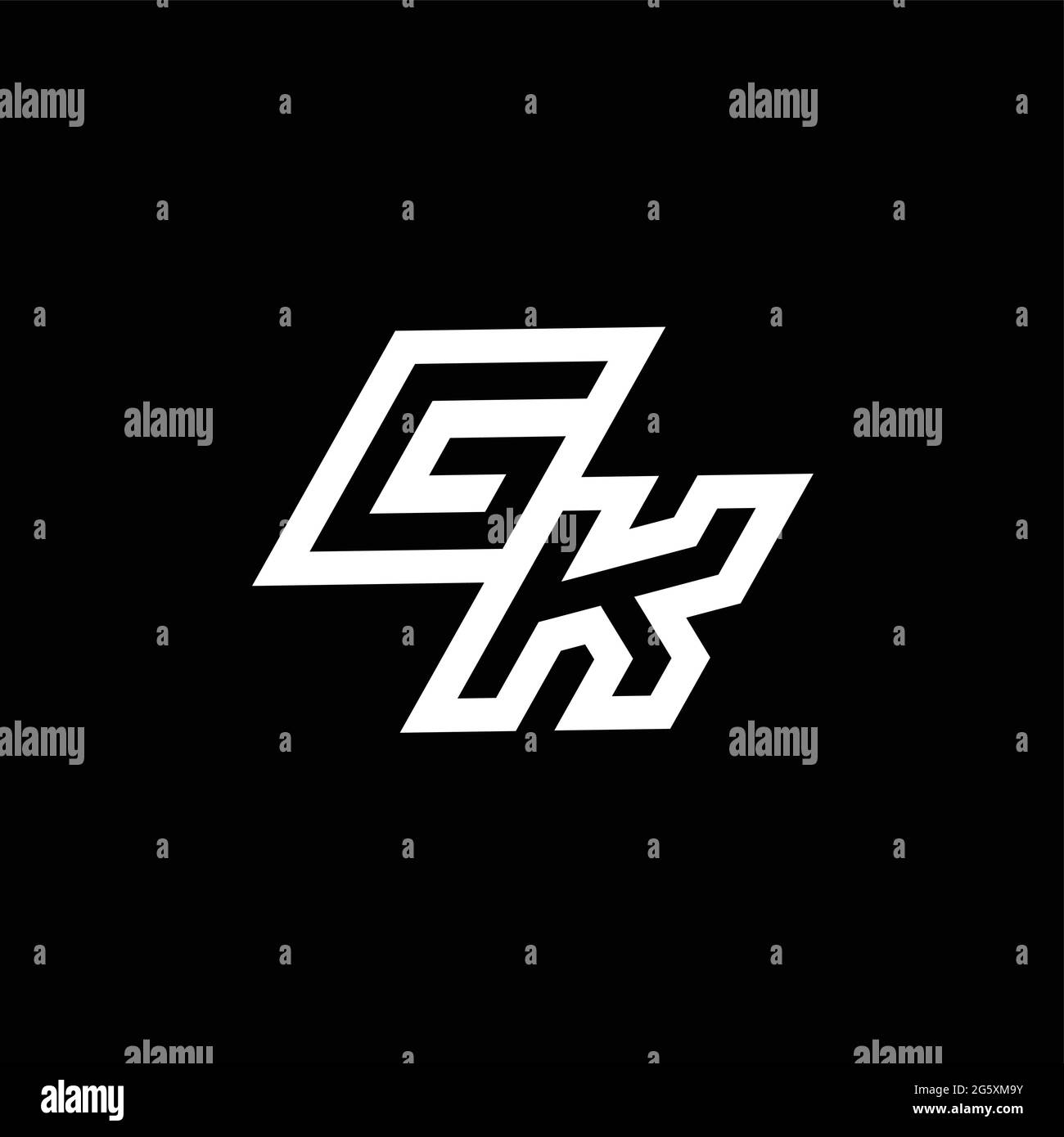 GK logo monogram with up to down style negative space design template ...