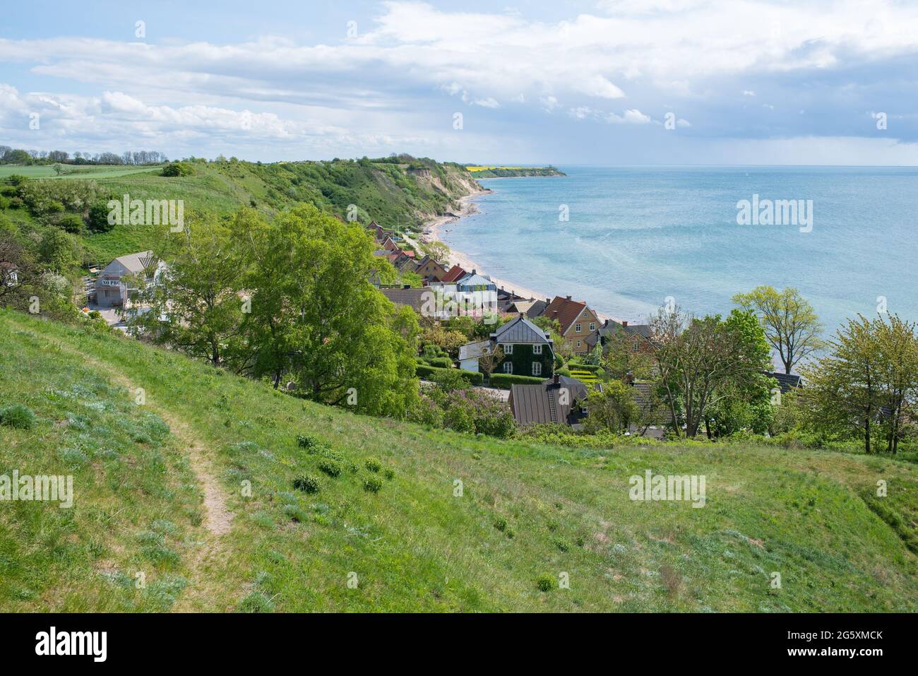 Coastline of the island Ven as seen from St Ibbs kyrka on the west side of the island Stock Photo