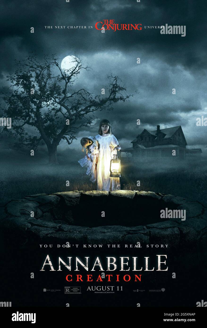 Annabelle: Creation (2017) directed by David F. Sandberg and starring Anthony LaPaglia, Samara Lee and Miranda Otto. Prequel origin story of the evil possessed Raggedy Ann doll, Annabelle. Stock Photo