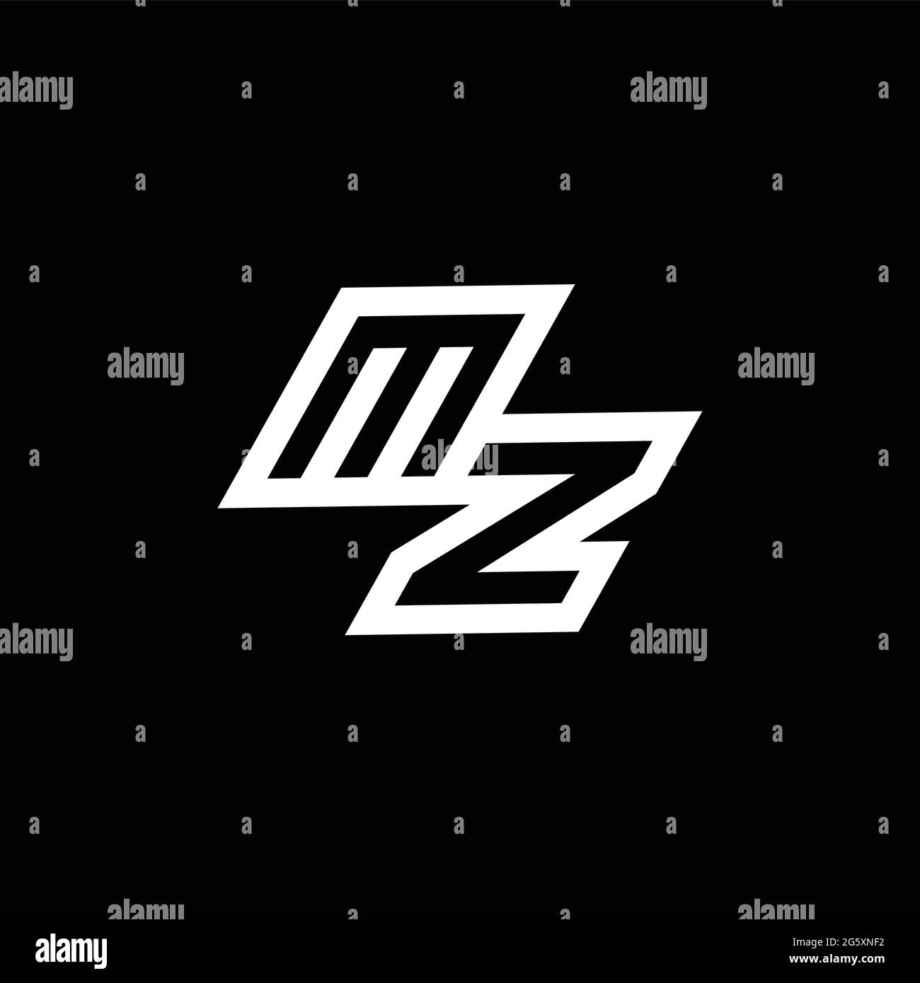 MZ logo monogram with up to down style negative space design template ...