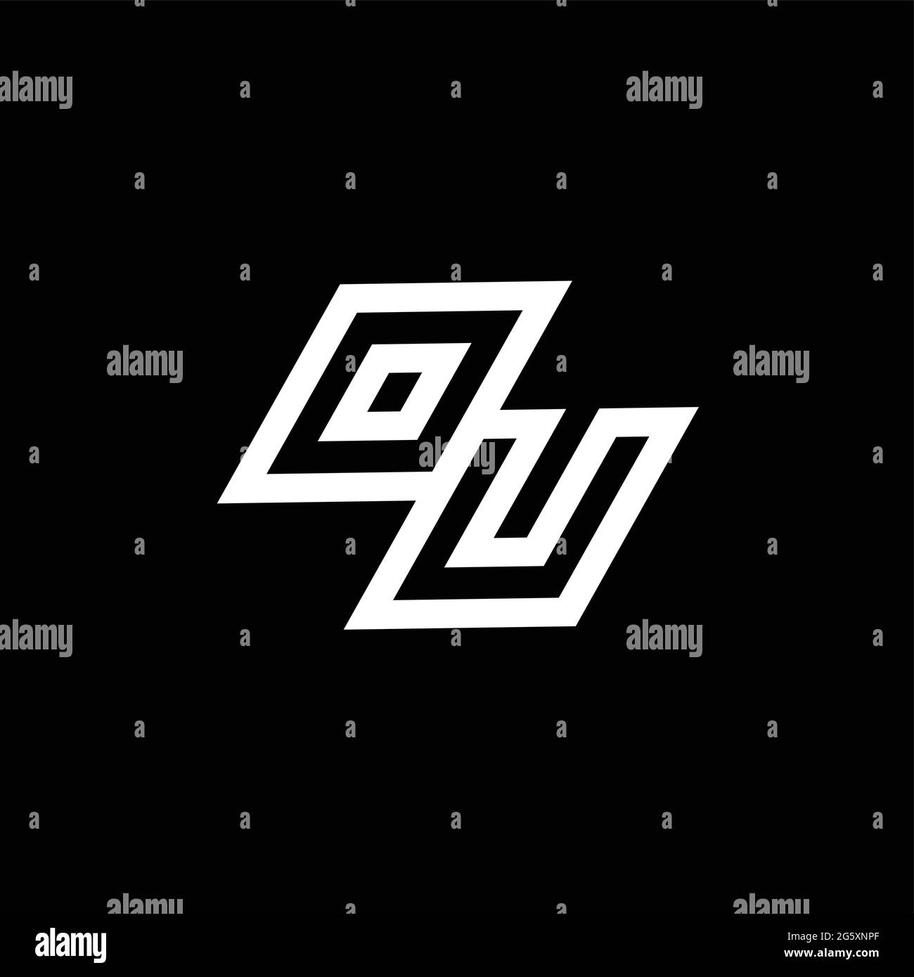 OU logo monogram with up to down style negative space design template ...