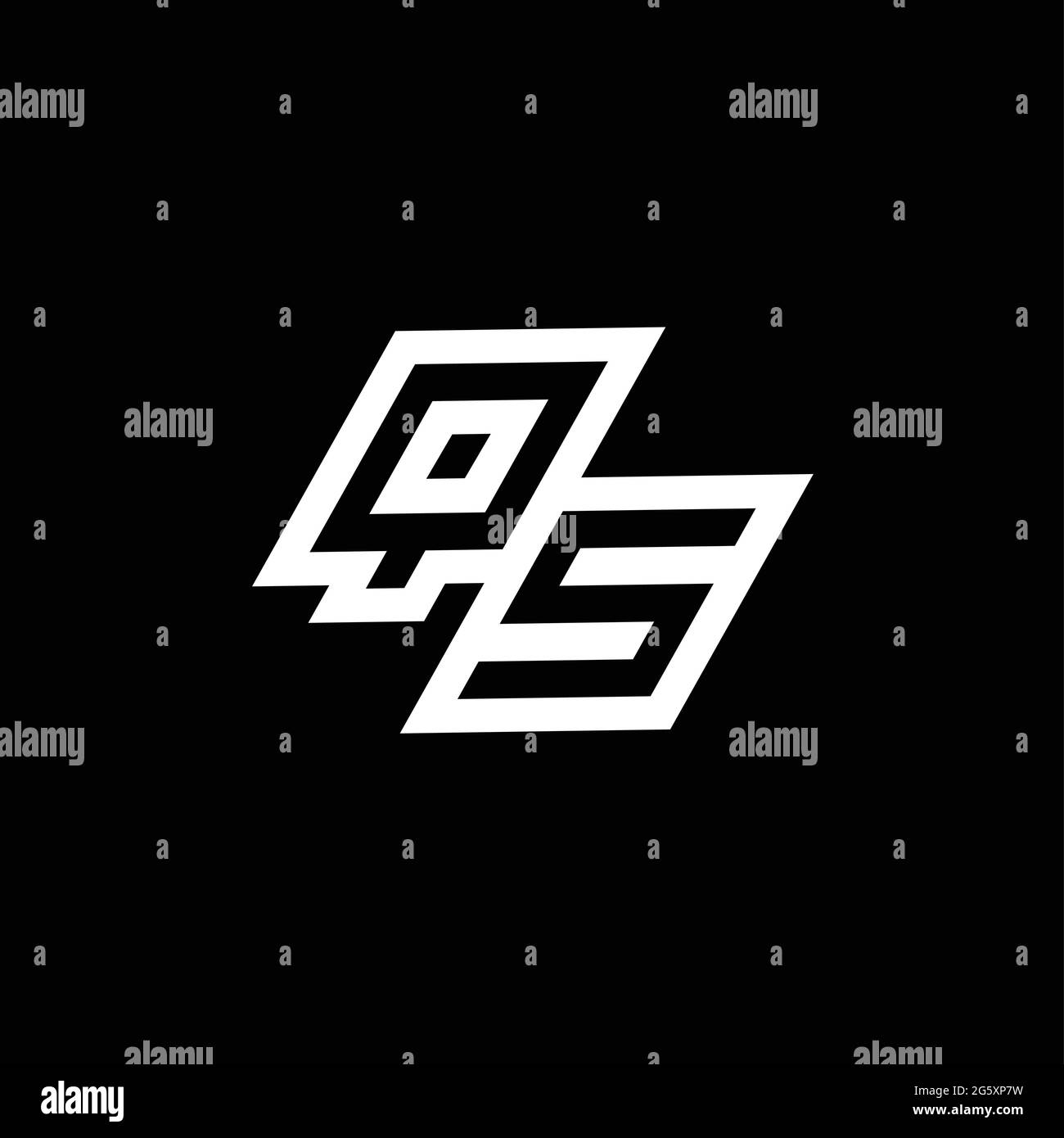 QS logo monogram with up to down style negative space design template ...