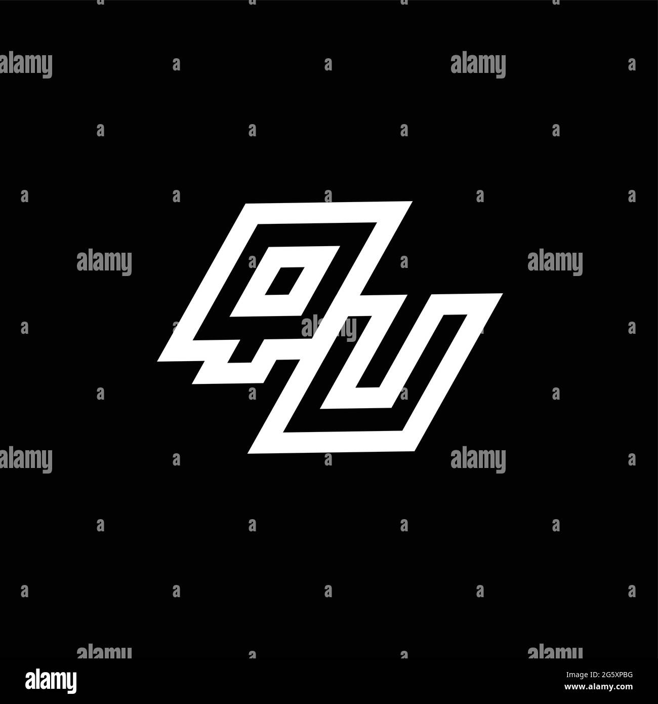 QU logo monogram with up to down style negative space design template ...