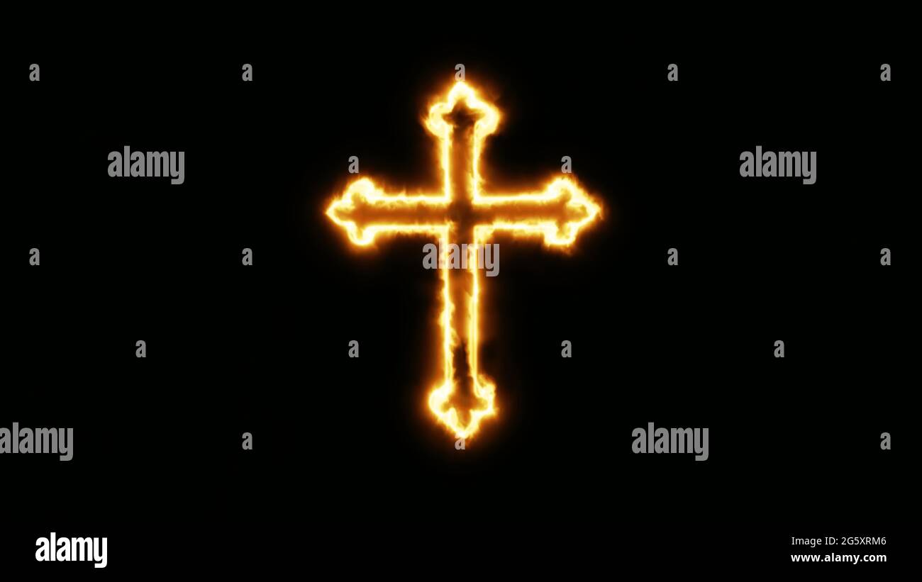 Christian Cross burning on fire Stock Photo Alamy