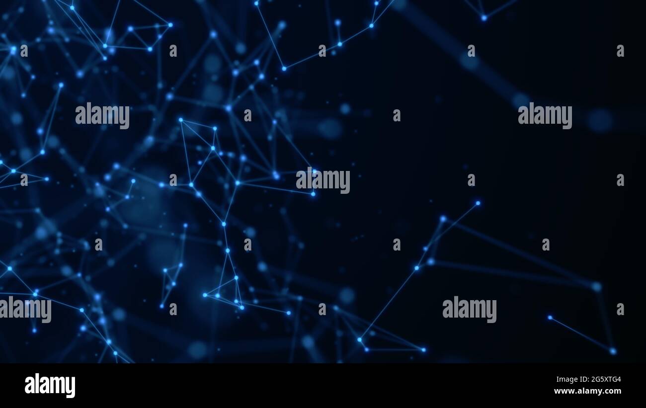 Abstract technology background from lines and dots. Plexus space geometrical backdrop. Stock Photo