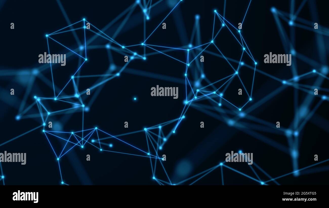 Abstract technology background from lines and dots. Plexus space geometrical backdrop. Stock Photo