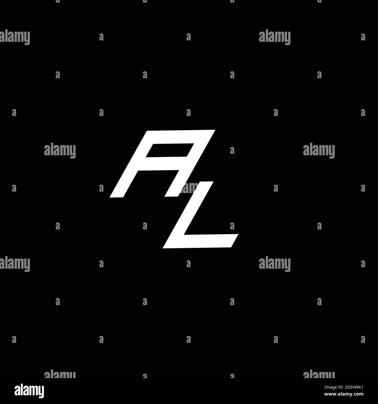 AL logo monogram with up to down style modern design template isolated on black background Stock Vector
