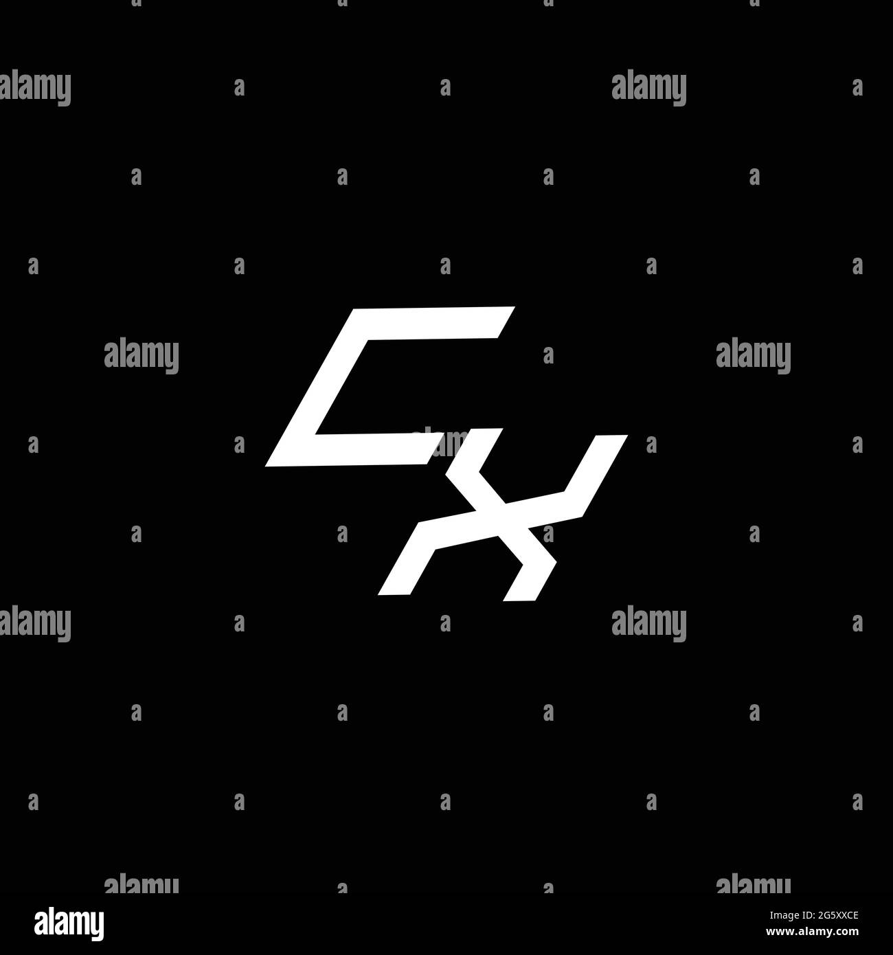 CX logo monogram with up to down style modern design template isolated on black background Stock Vector