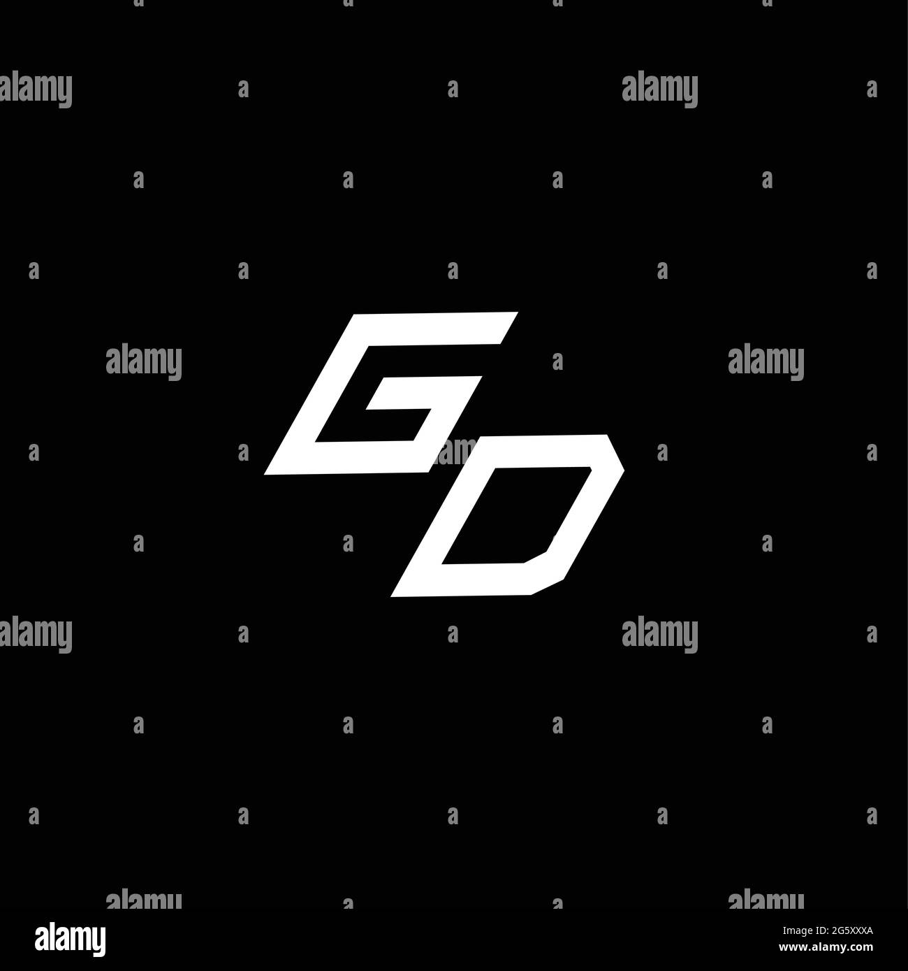 GD logo monogram with up to down style modern design template isolated on black background Stock Vector