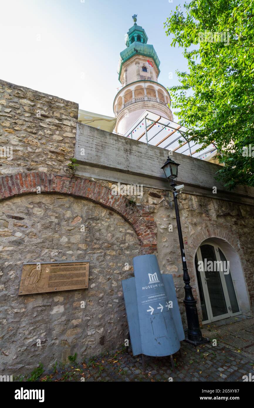 Rear entrance of Firewatch Tower and Museum Cafe, Sopron, Hungary Stock Photo
