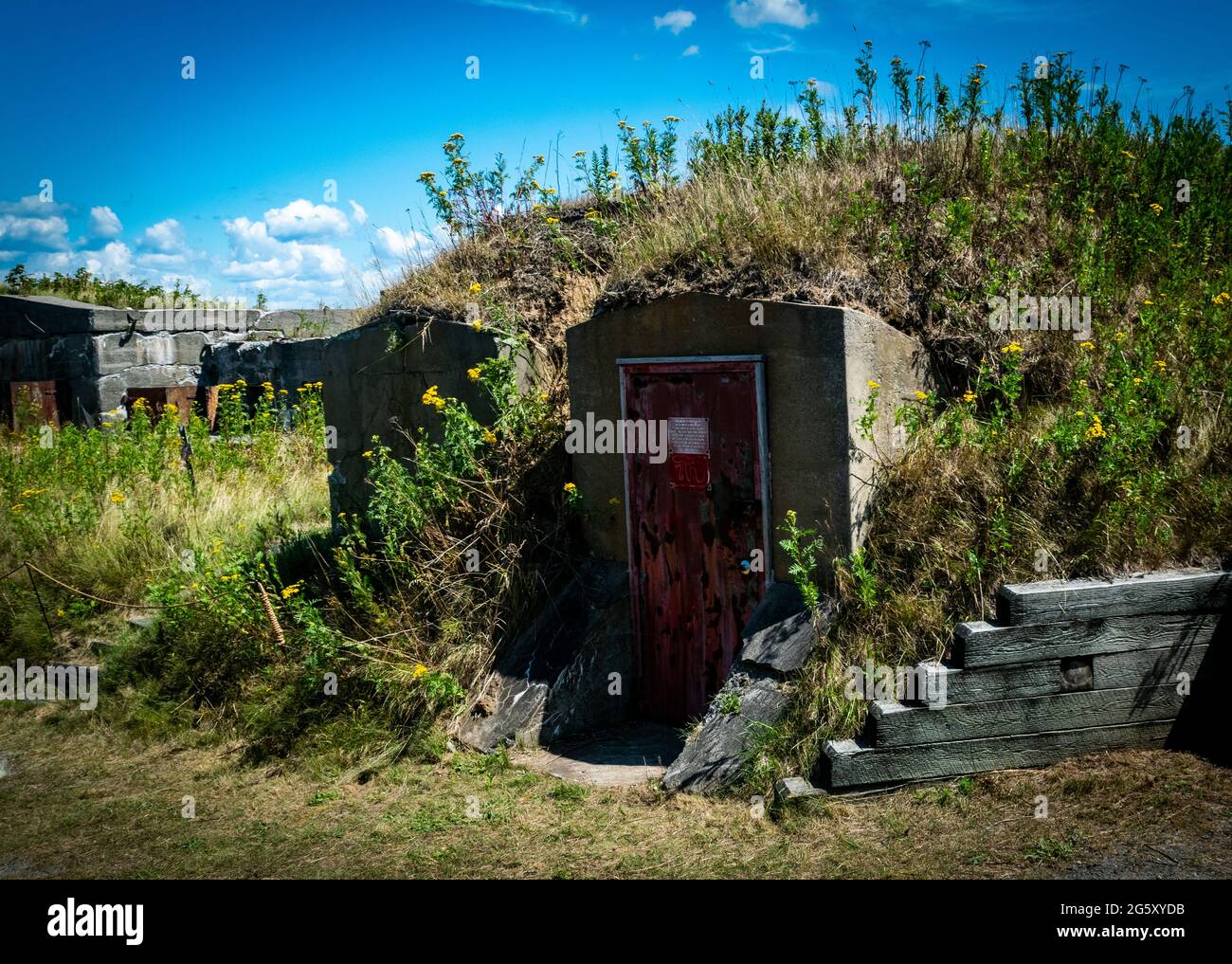 mmystery door in a hill leading to a underground tunnels Stock Photo
