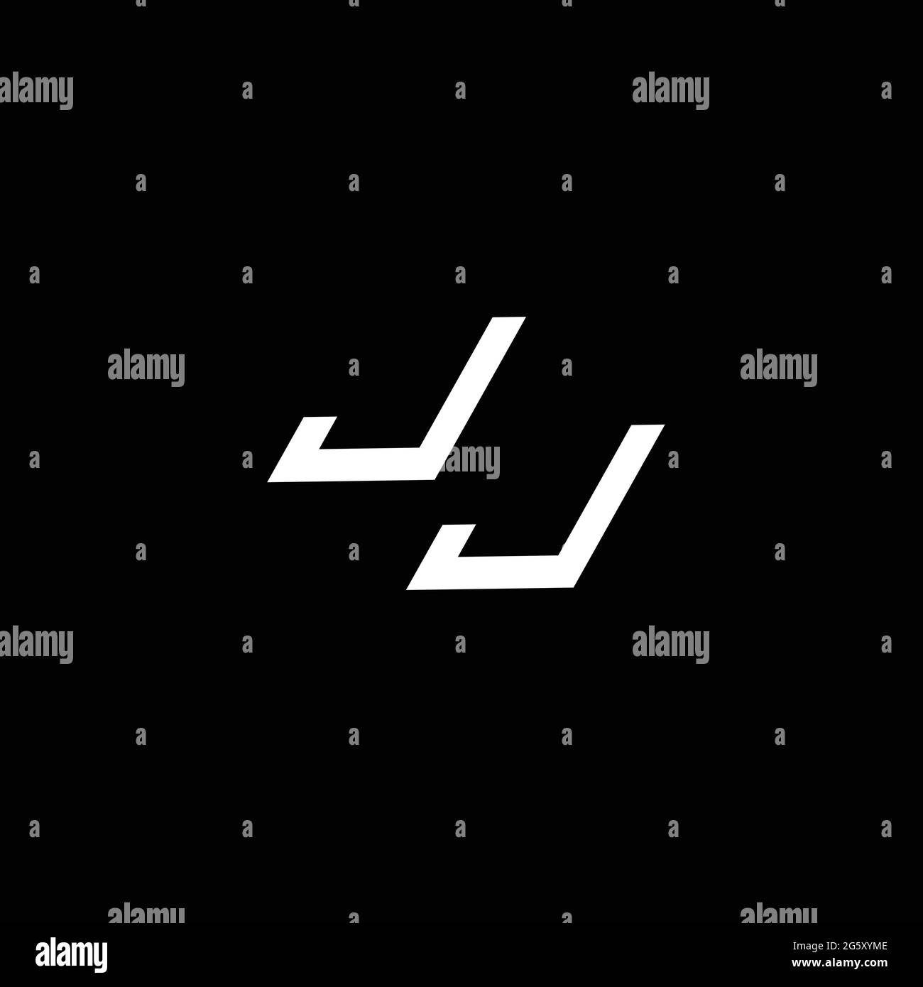 JJ logo monogram with up to down style modern design template isolated on black background Stock Vector