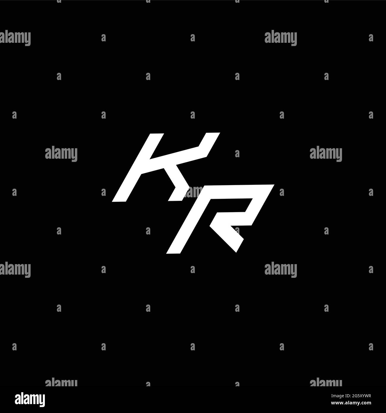 KR logo monogram with up to down style modern design template isolated on black background Stock Vector