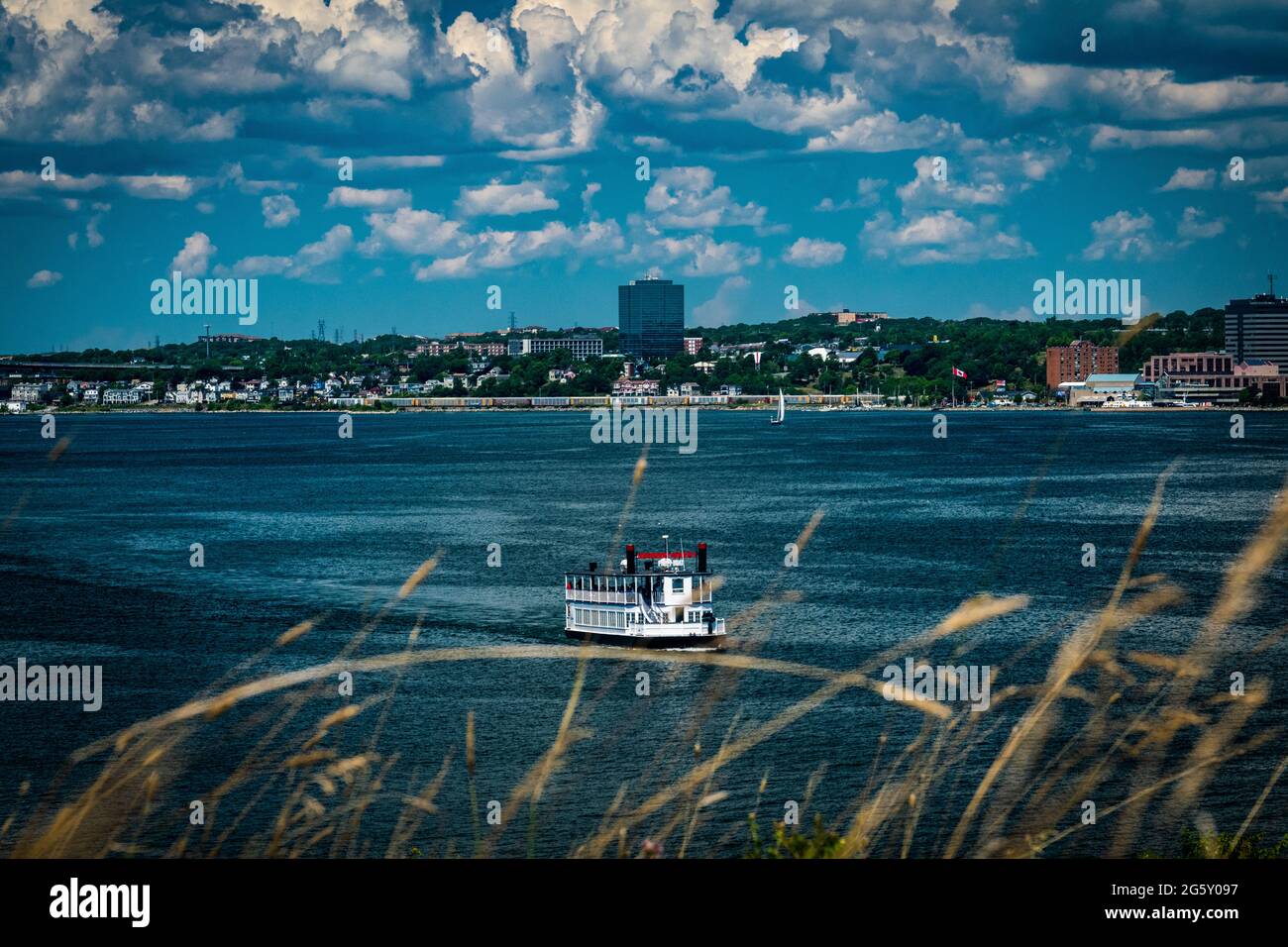 old paddle boat used as the ferry from halifax cables wharf to georges island in nova scotia Stock Photo