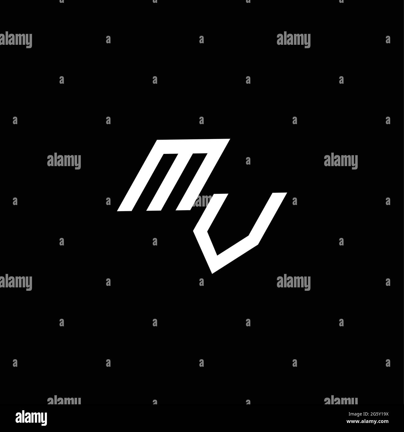 MV logo monogram with up to down style modern design template isolated on black background Stock Vector