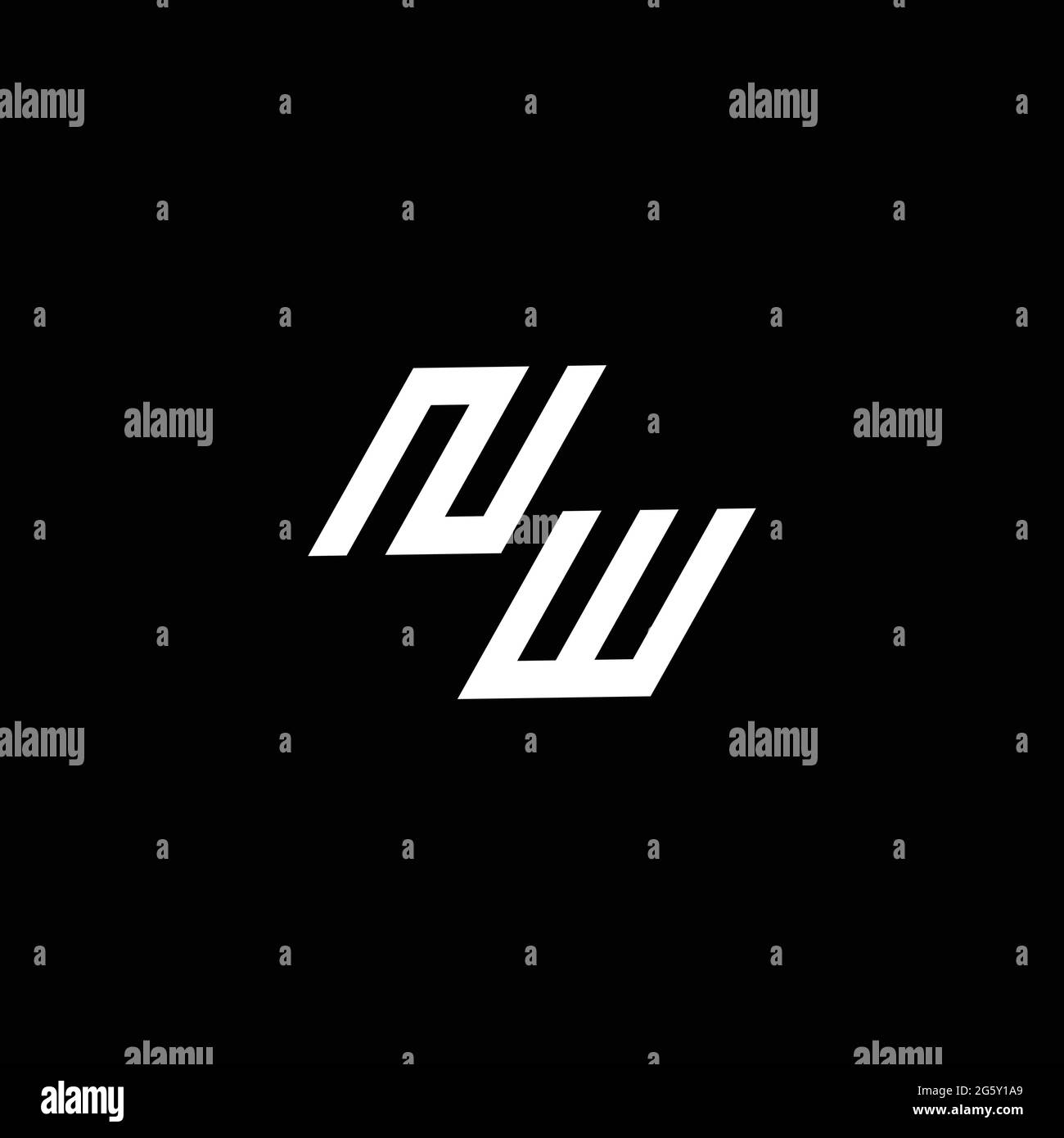 NW logo monogram with up to down style modern design template isolated on black background Stock Vector