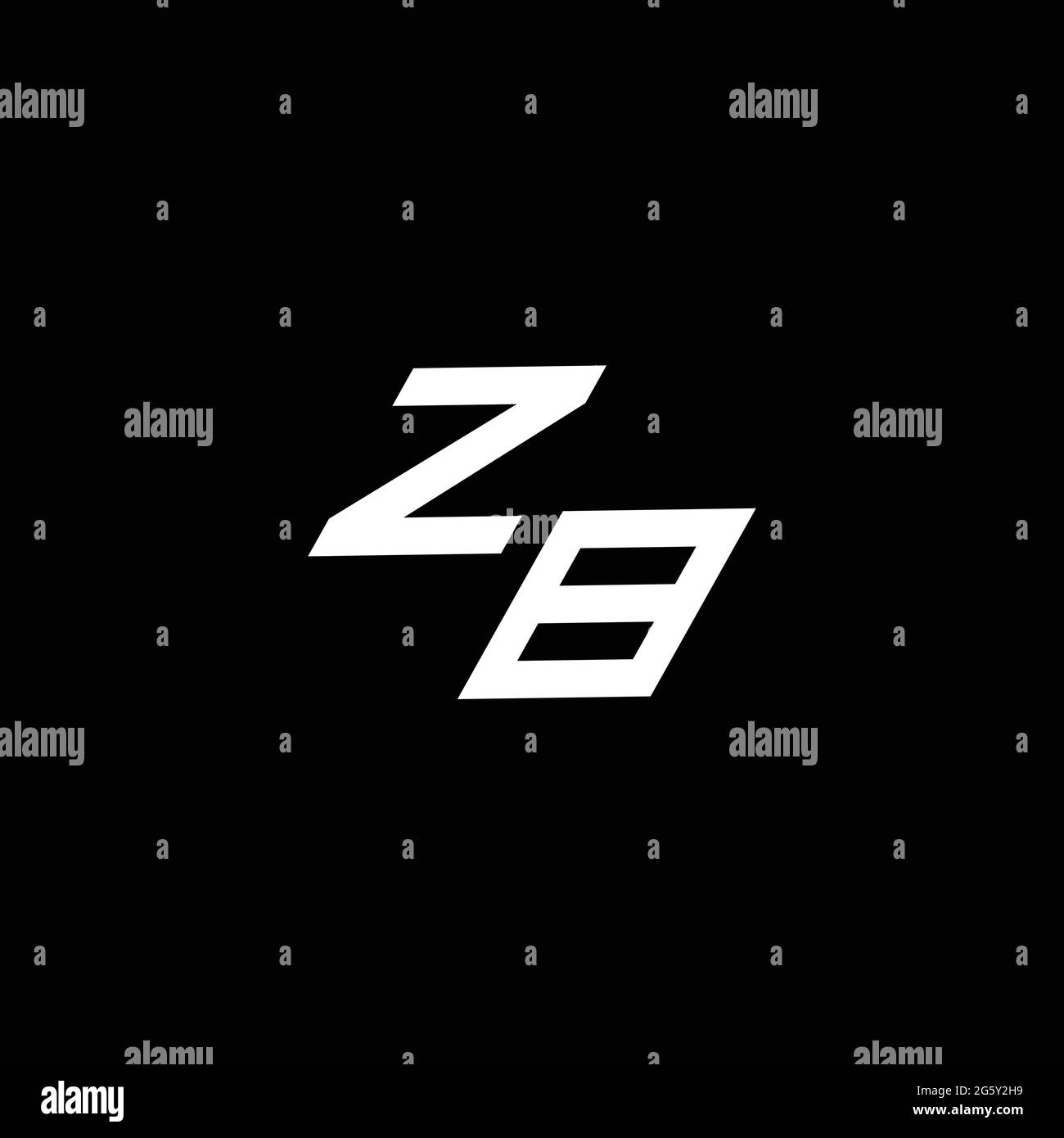 ZB logo monogram with up to down style modern design template isolated on black background Stock Vector