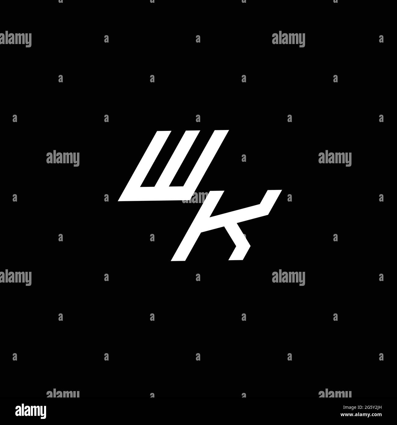 WK logo monogram with up to down style modern design template isolated on black background Stock Vector