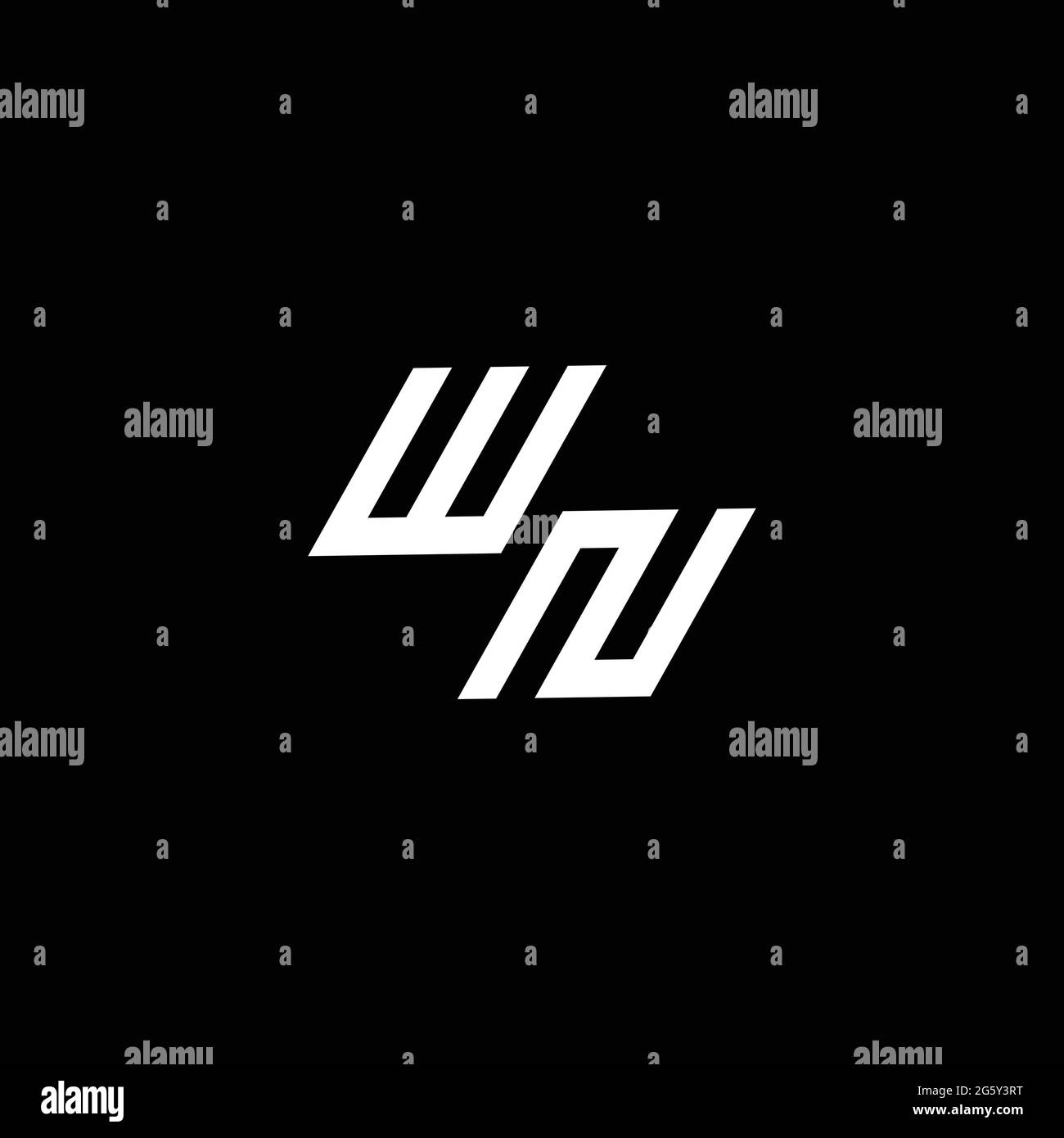 WN logo monogram with up to down style modern design template isolated on black background Stock Vector