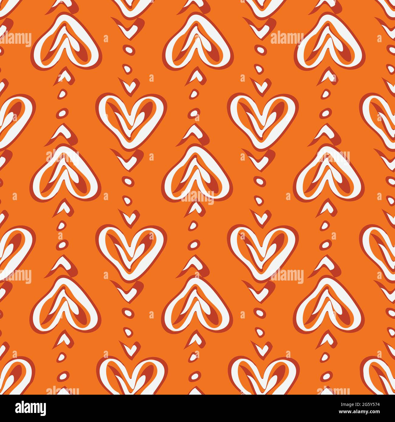 simple orange heart stripe seamless vector pattern Stock Vector