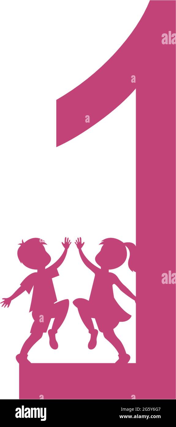 Number 1 and kids icon logo design vector template Stock Vector Image