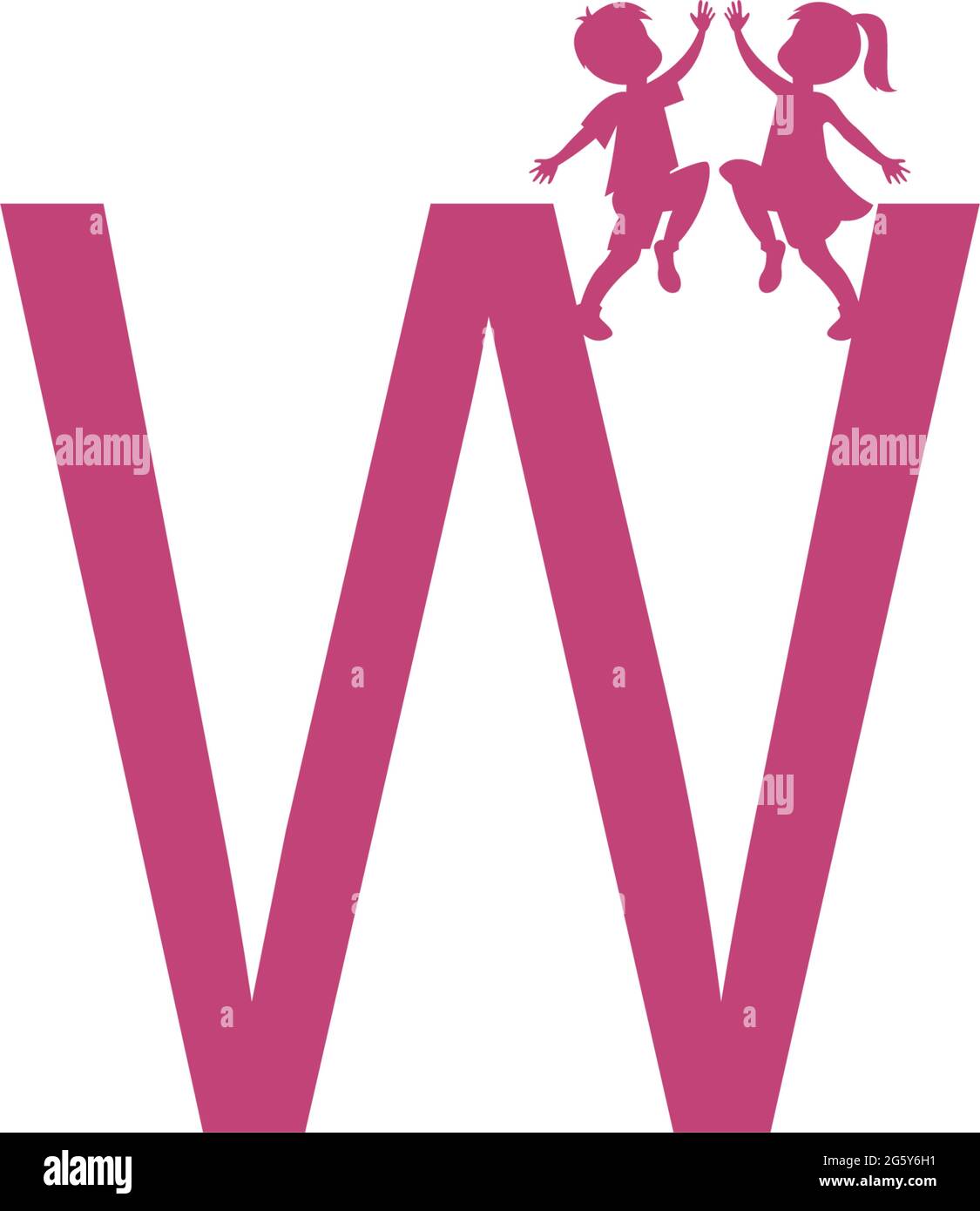 Letter W and kids icon logo design vector template Stock Vector Image ...