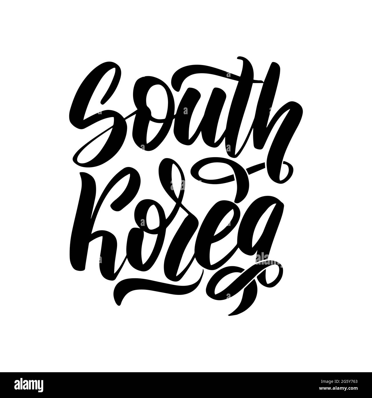 South Korea lettering. Handwritten stock typography. Calligraphy Stock