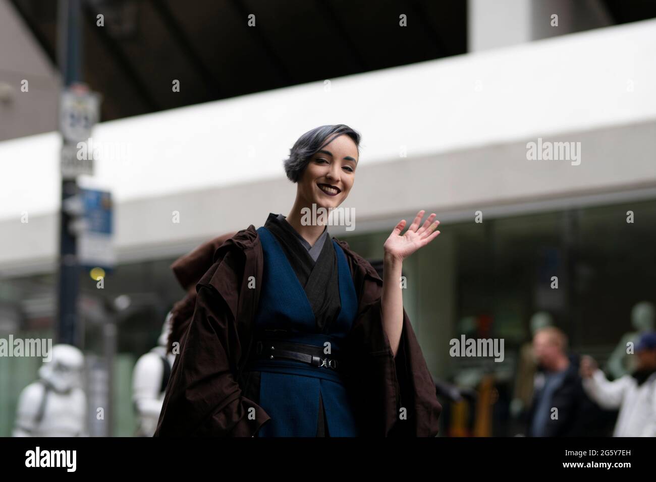 A performer at the annual Halloween Parade in Vancouver, Canada Stock Photo