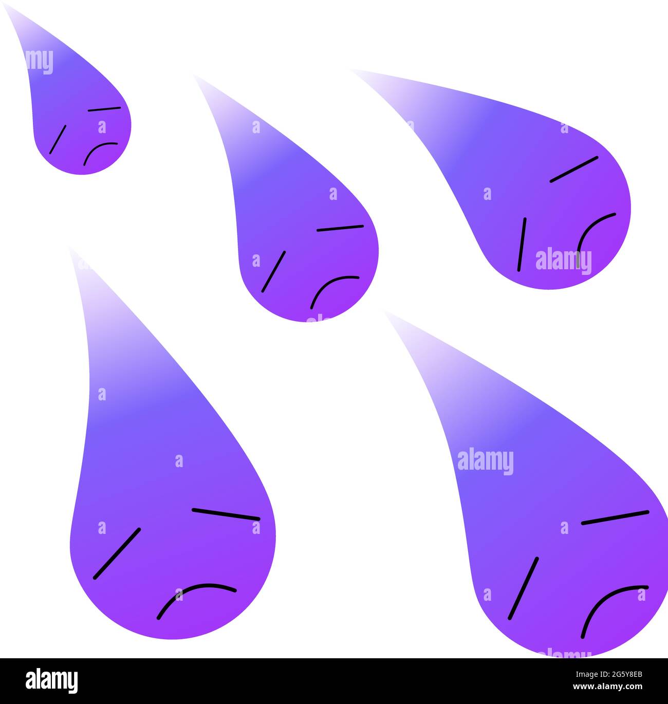 Sad emotional face in purple with teardrop 09 Stock Vector
