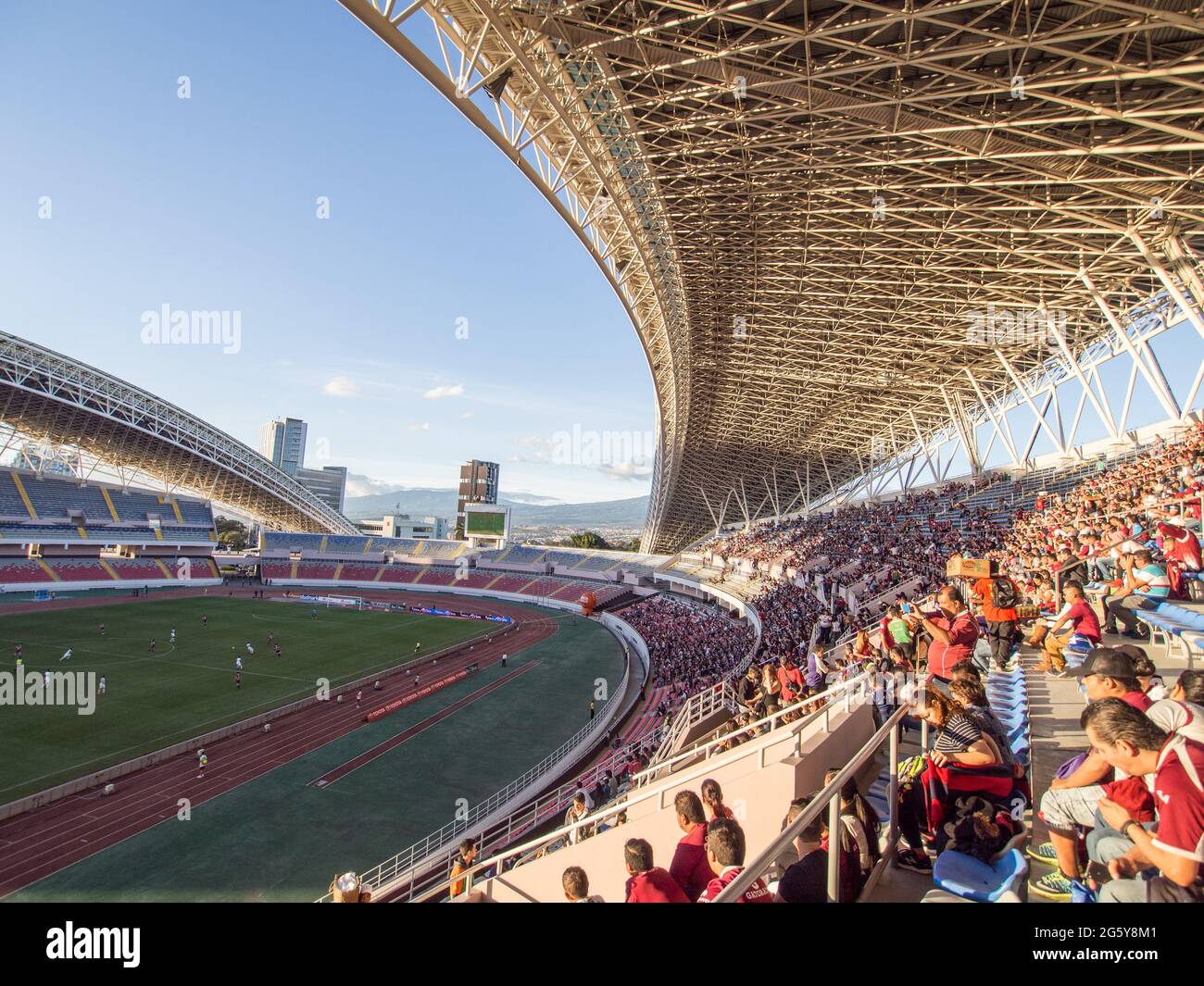Soccer match in the Chinese built National Stadium of Costa Rica in San