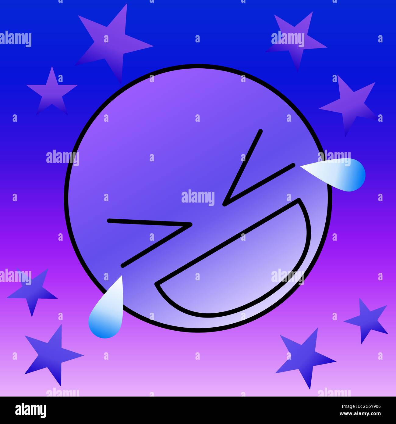 Happy emotion face in purple with star 02 Stock Vector