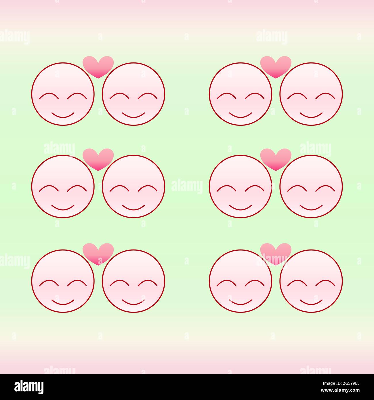 Love emotion face in red with heart 03 Stock Vector