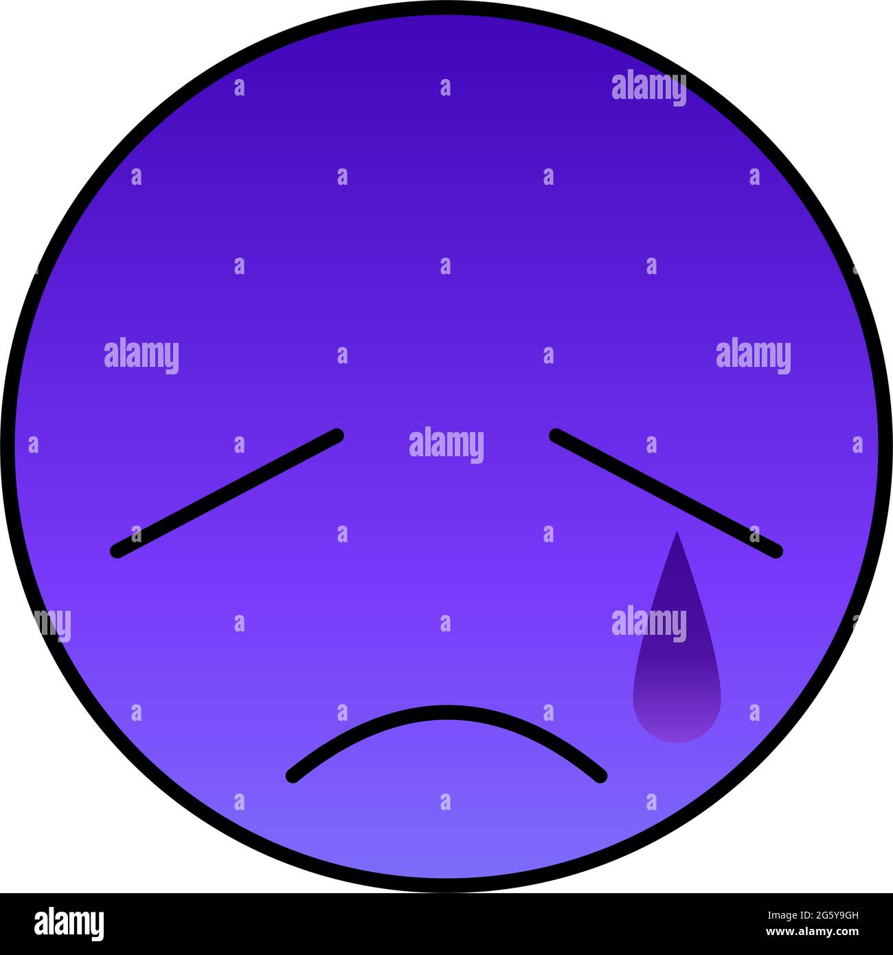 Sad emotional face in purple with teardrop 06 Stock Vector