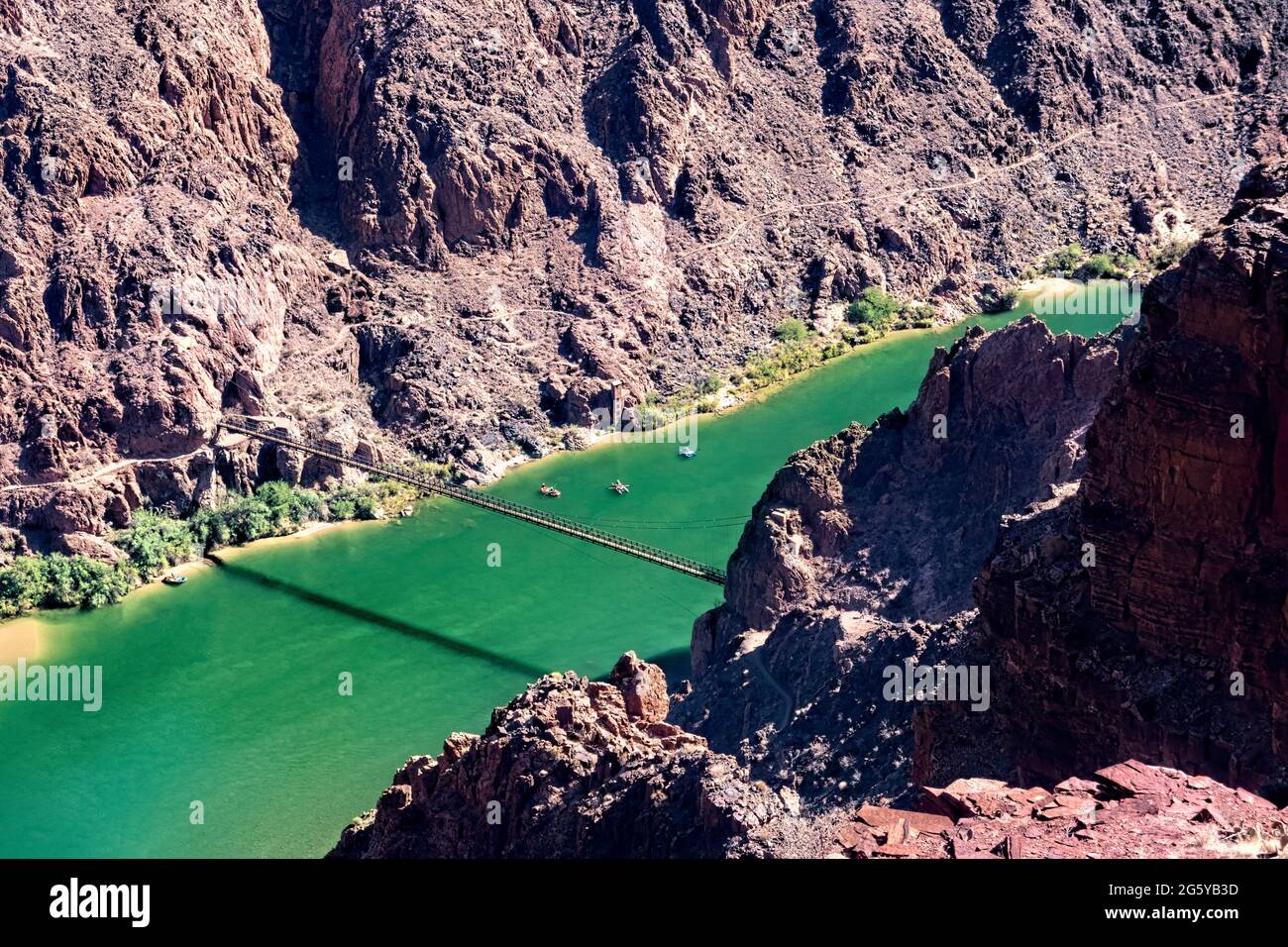 Rafts on the Colorado River, Grand Canyon National Park, Arizona, U.S.A Stock Photo