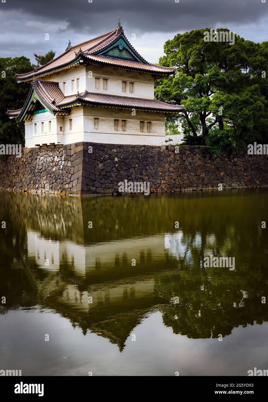 The grounds and moat of the Japanese Imperial Palace in Tokyo, Japan. Stock Photo