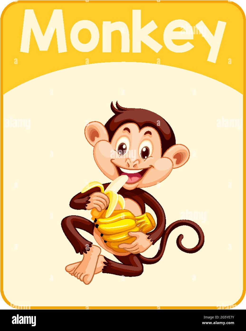 Educational English word card of Monkey illustration Stock Vector Image
