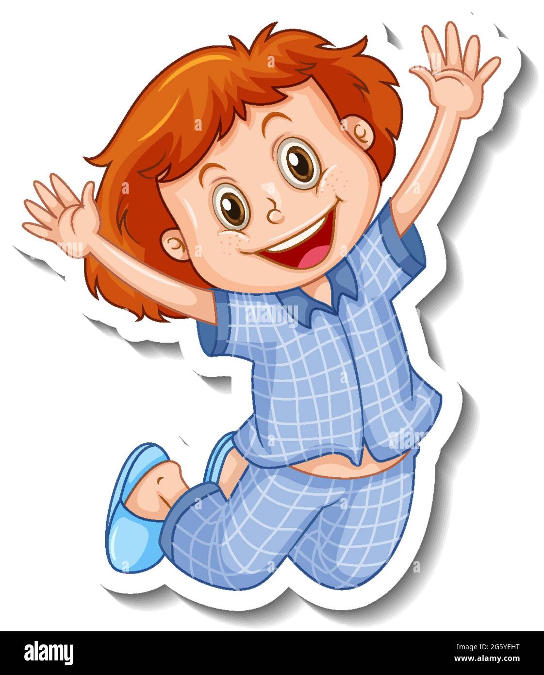Sticker template with a girl wears pajamas cartoon character isolated  illustration Stock Vector Image & Art - Alamy