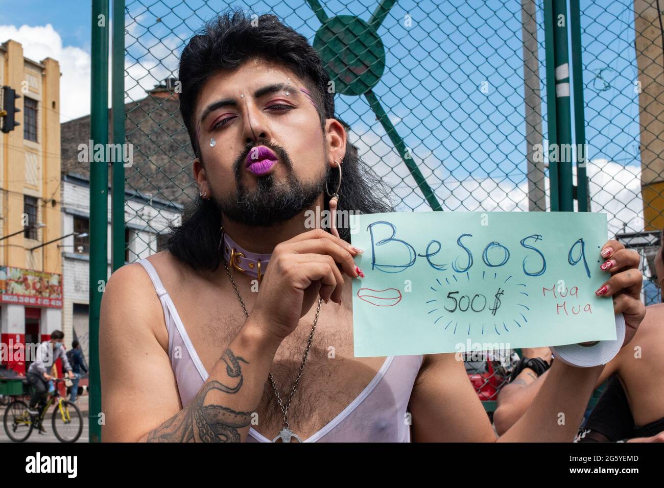 Bogota, Colombia. 28th June, 2021. Transgender community members participate in a vogue dancing event as preparation for the upcoming pride parade in Bogota, Colombia on June 28, 2021. Credit: Long Visual Press/Alamy Live News Stock Photo