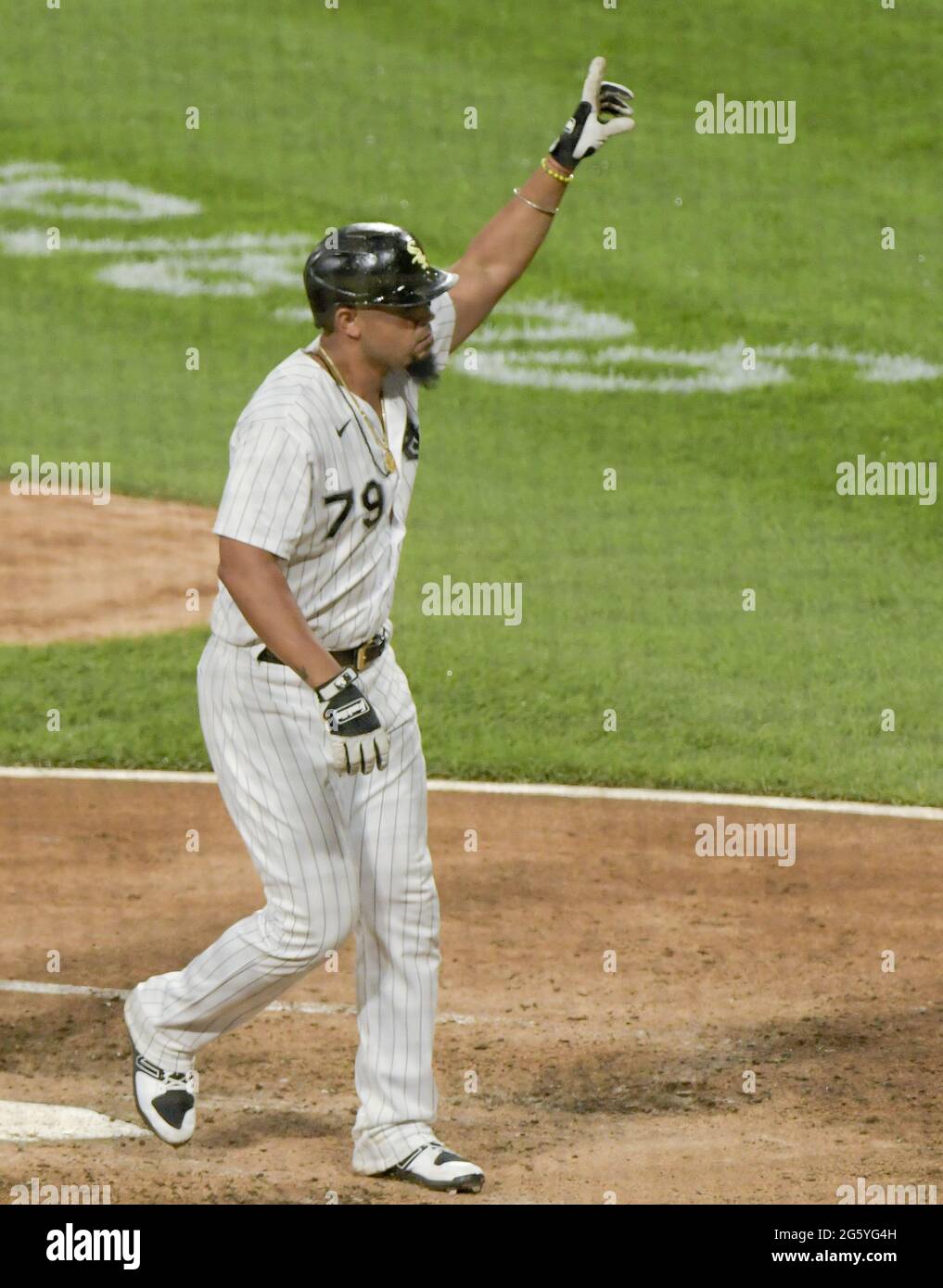Chicago, USA. 31st July, 2022. Chicago White Sox Jose Abreu celebrates is  second inning home run against the Oakland Athletics during game at  Guaranteed Rate Field in Chicago, IL on Sunday, July