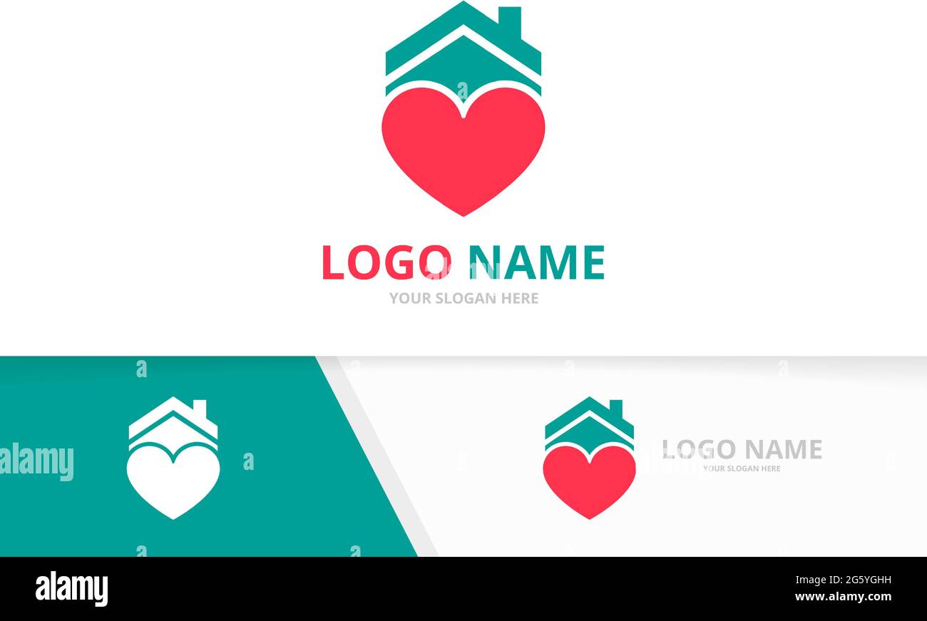Vector heart and house logo combination. Love home logotype design
