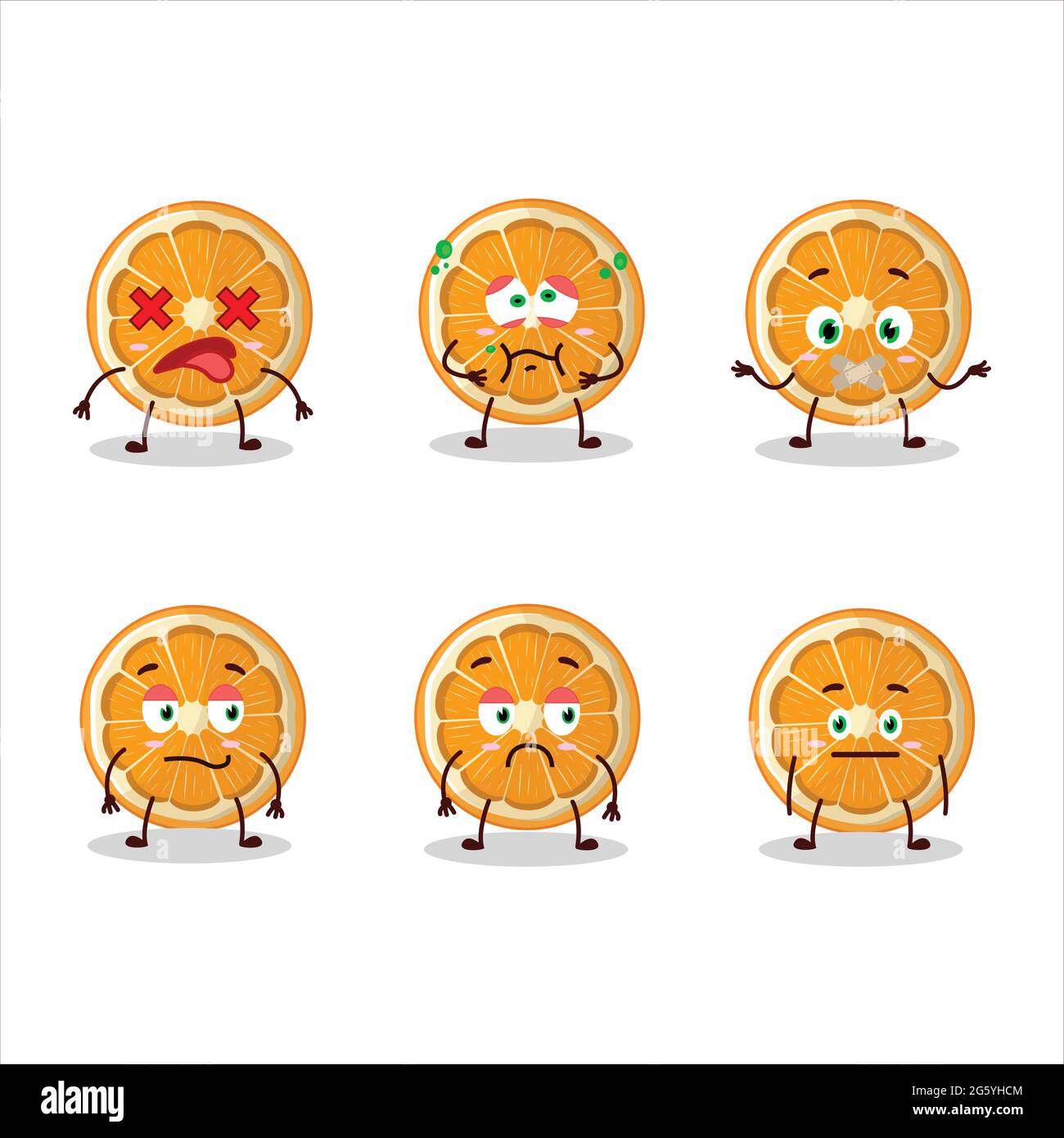 Slice of tangerine cartoon character with nope expression. Vector illustration Stock Vector