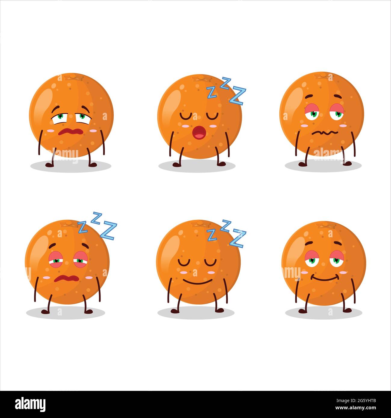 Cartoon character of tangerine with sleepy expression. Vector illustration Stock Vector Image
