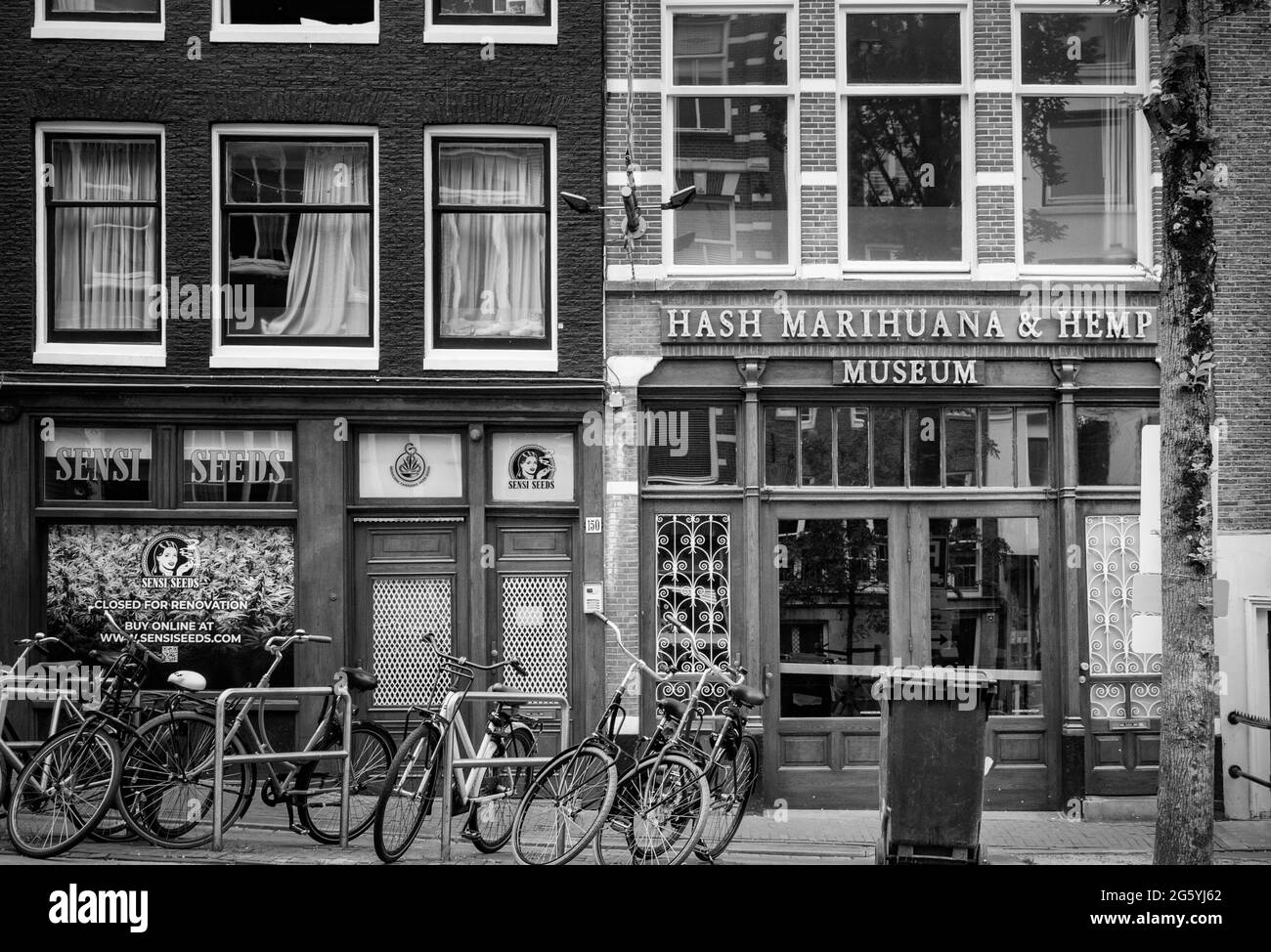 AMSTERDAM, NETHERLANDS. JUNE 06, 2021. Hash Marihuana and Hemp Museum facade. Stock Photo