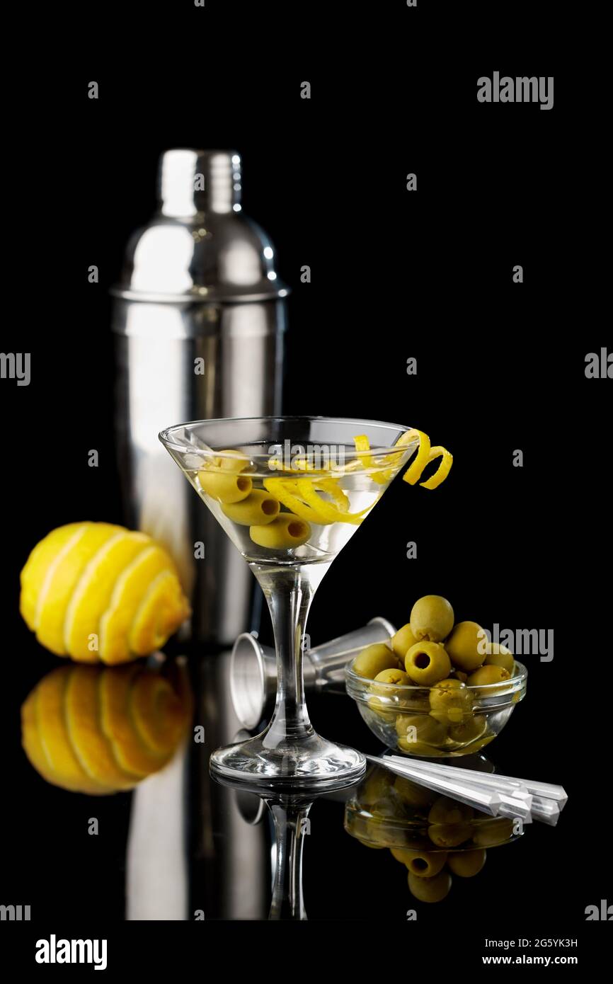 Martini vermouth drink isolated on black background Stock Photo Alamy