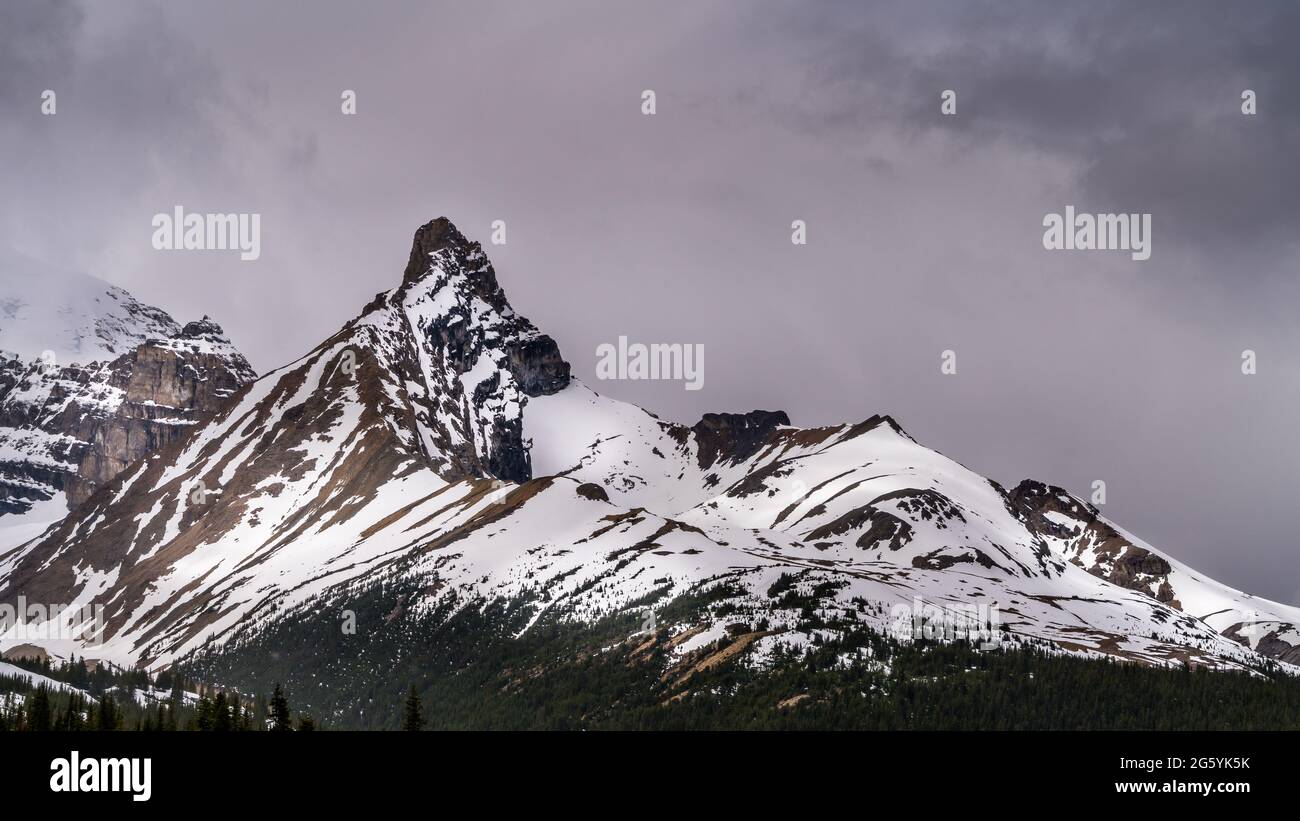 Close Up of Hilda Peak at the Columbia Icefields in Jasper National Park, Alberta, Canada Stock Photo