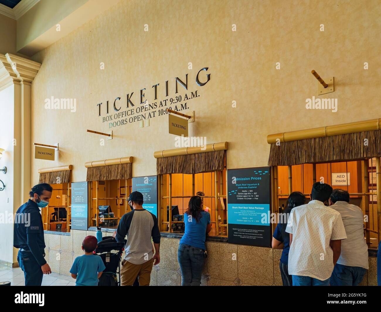 Las Vegas, JUN 29, 2021 - Ticket office of the Shark Reef Aquarium