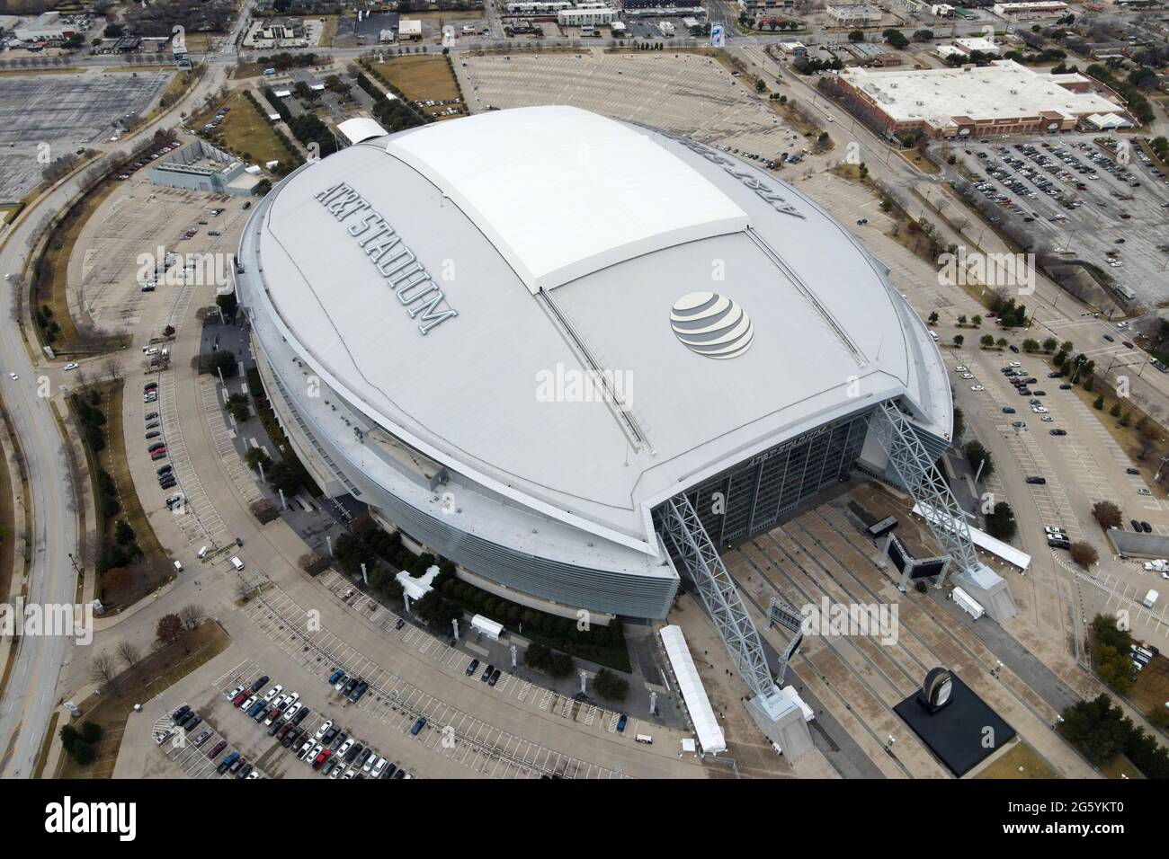An aerial view of AT&T Stadium, Friday, Jan. 1, 2021, in Arlington, Tex ...